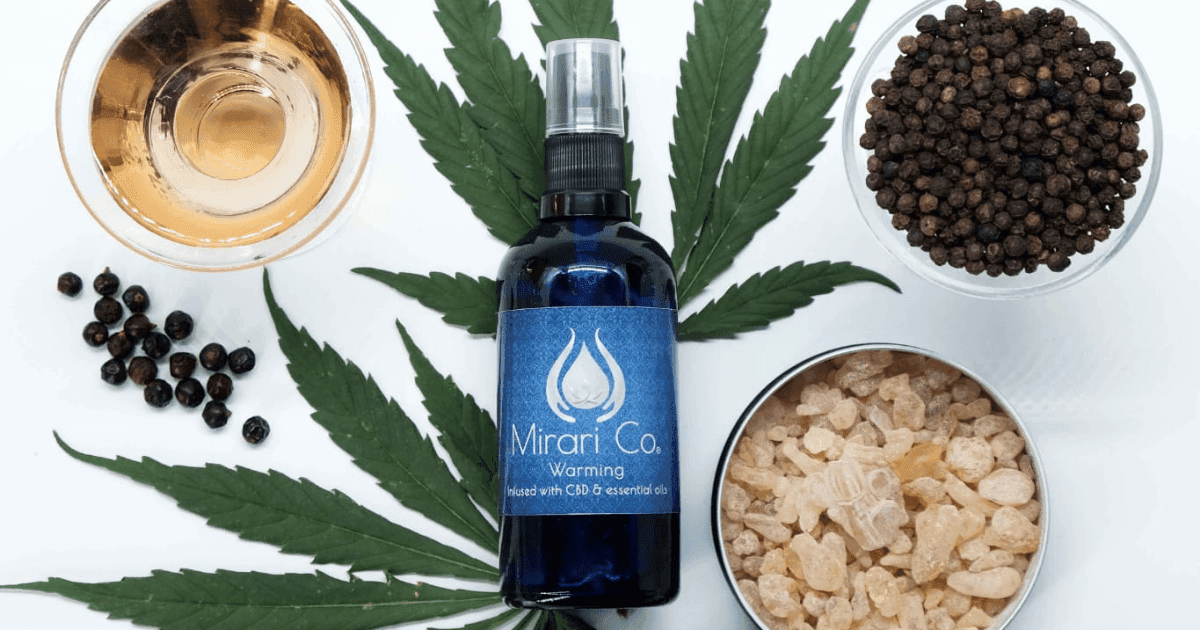MIrari Co.: Three bottles of blue glass CBD bottles in a row