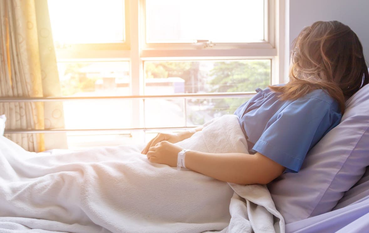 Medical cannabis: patient in hospital bed recovering post-surgery