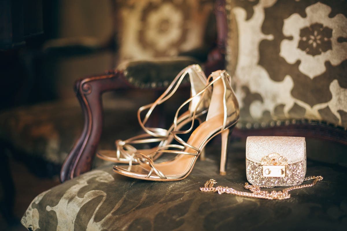 gold high heels
