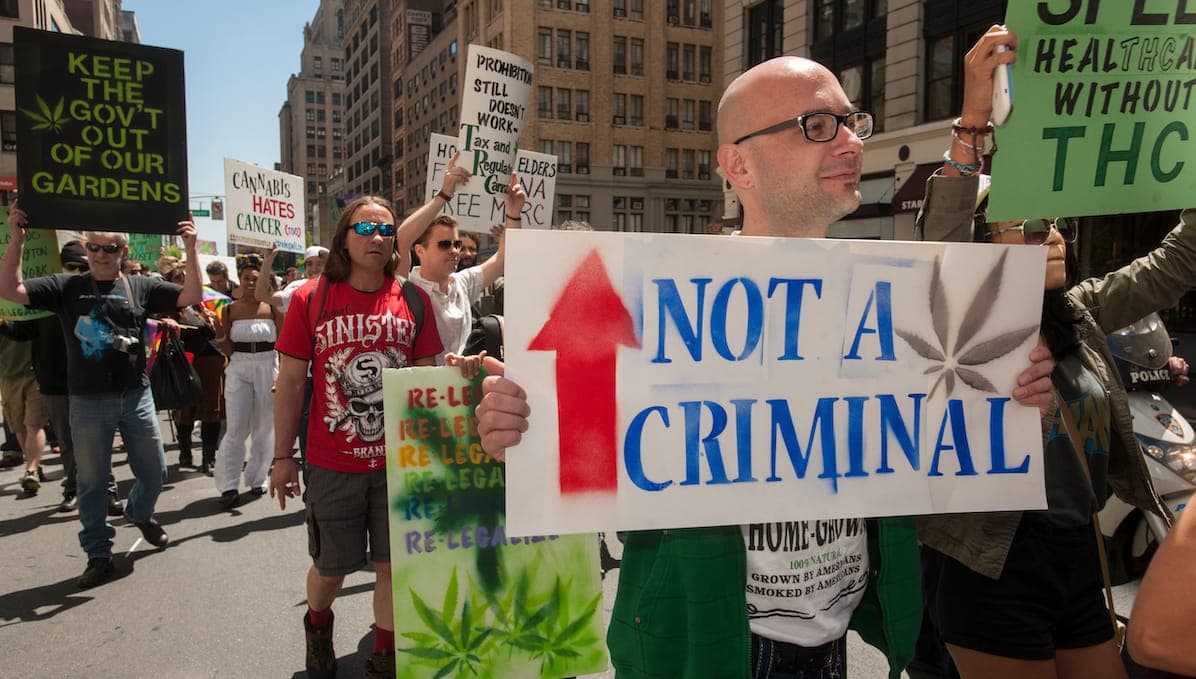 Irish access: A rally of different people holding signs that call for the legalisation of cannabis