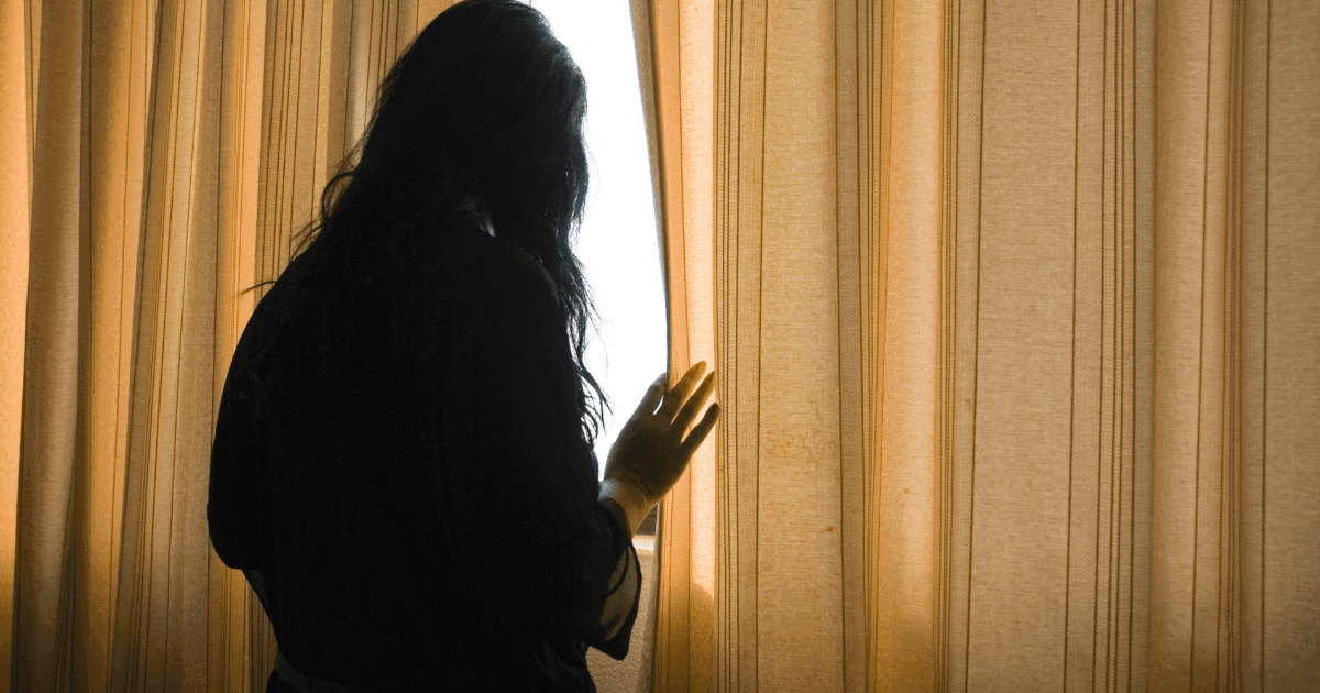 Phobia: A woman standing in a