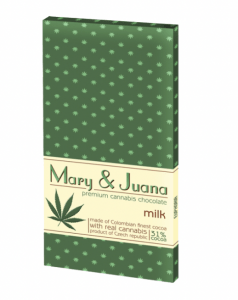Lidl: A green bar of Mary & Juana chocolate with a yellow label