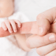 Neonatal: A baby holding a person's finger