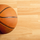 NBA: an orange basketball standing still on the court