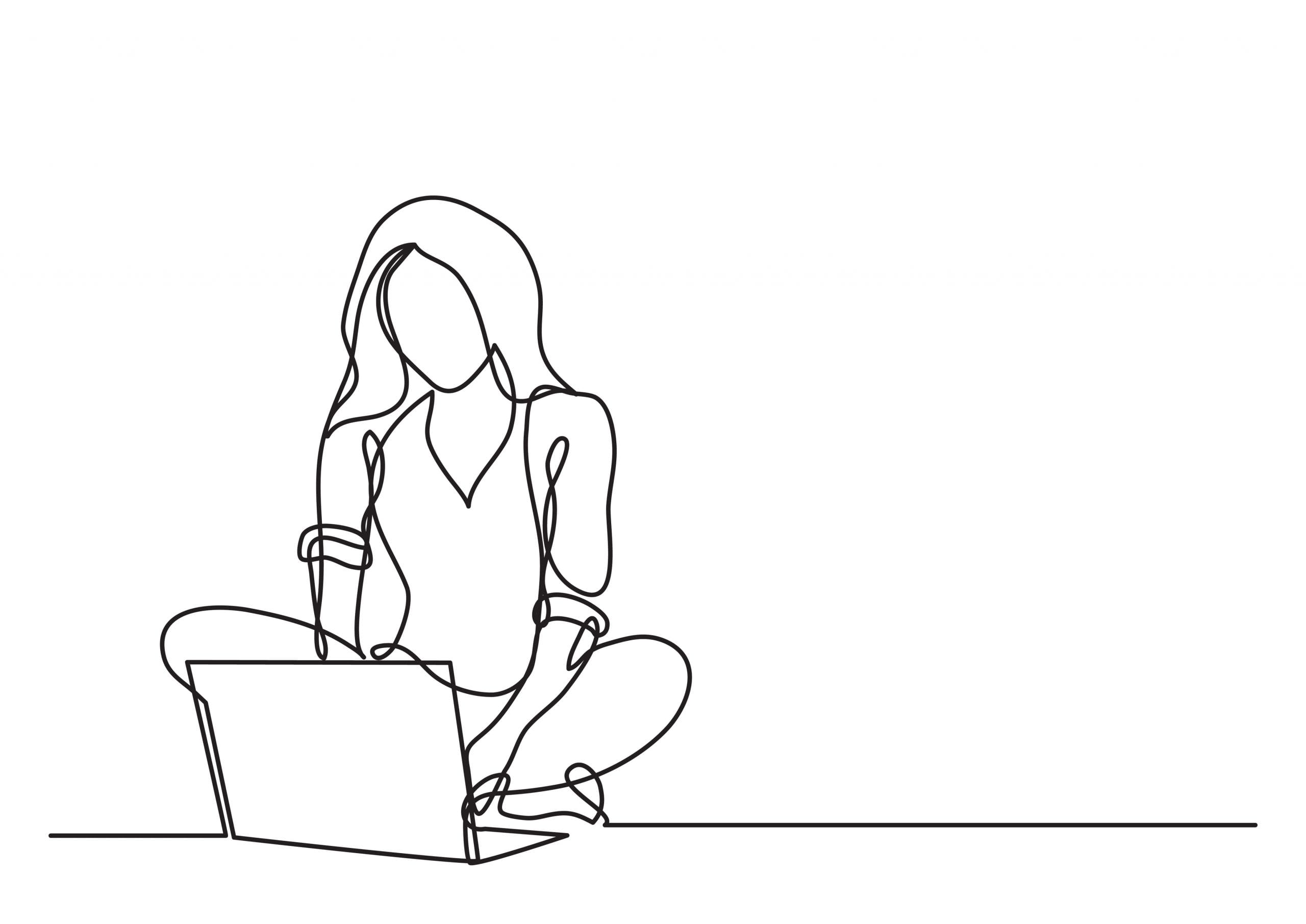 Fibromyalgia: An illustration of a woman using a laptop