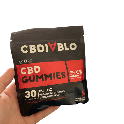 CBDiablo: A hand holding a packet of CBDiablo gummies