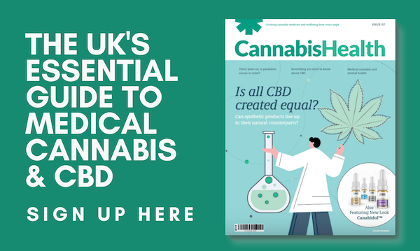 CBG skincare: A banner advert for cannabis health news sign ups