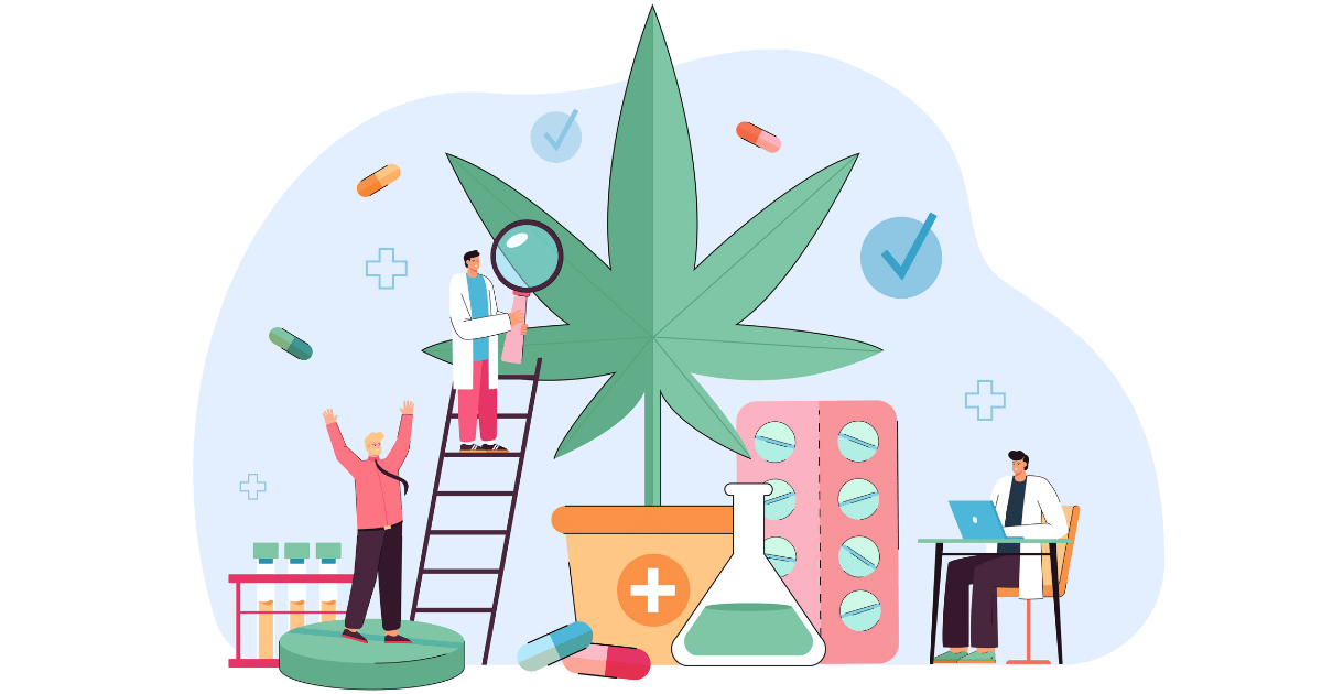 Study examines if CBGA has an effect on epileptic seizures: An illustration of scientists working on a cannabis study