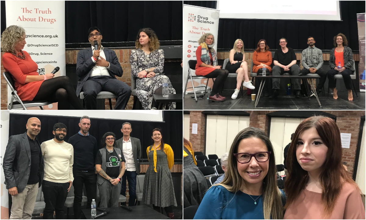 Photos of speakers at the UK cannabis patient conference